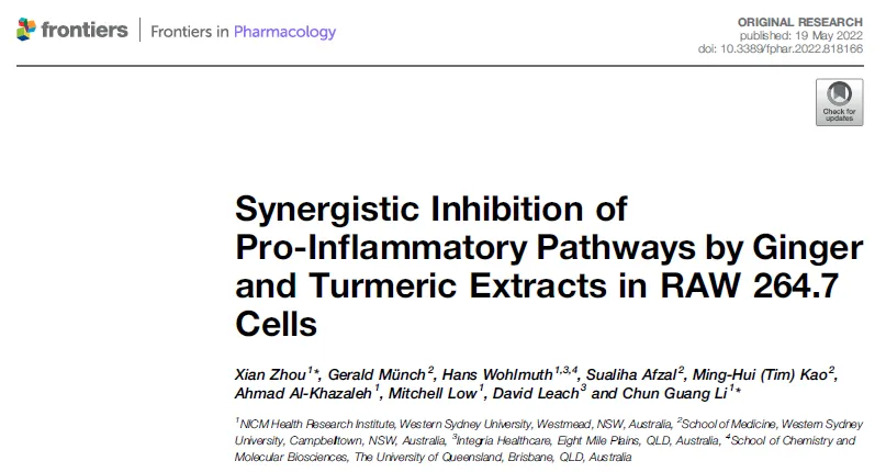 Estudio publicado en Frontiers in Pharmacology — Western Sydney University, 2022